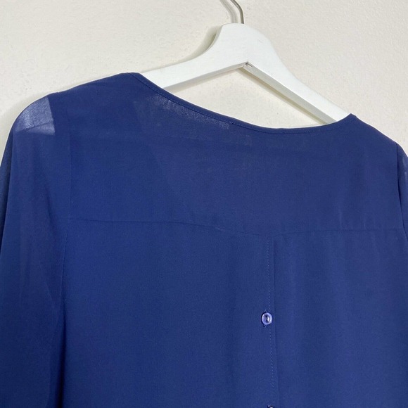 Miami Navy Gold Sequin Button Back Blouse Sz M - Picture 7 of 10